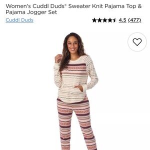 Cuddl Duds Sweater Knit Pajama Set 2 pairs Medium NWT